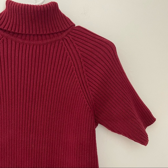 EDDIE BAUER Red Short Sleeved Knot Turtleneck - Picture 5 of 14